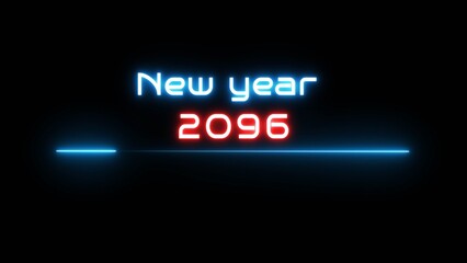 Neon glowing new year text illustration. Neon Happy new year celebration.