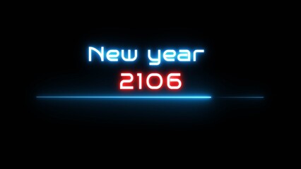 Neon glowing new year text illustration. Neon Happy new year celebration.