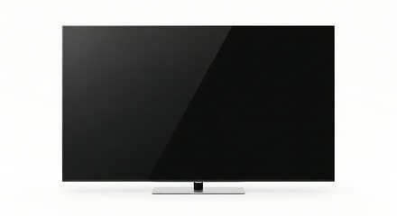 Modern Flat-Screen Black TV with Thin Bezel and Metallic Stand for Home Entertainment and Product Design, 8K image 