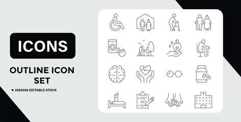 Communication and Business Outline Icon Set for Websites and Graphic Design