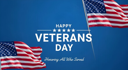 Veterans Day Greeting with American Flags