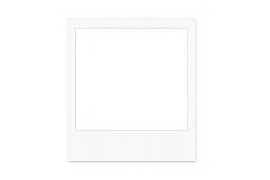White instant film frame with transparent inner space holding memories and vintage moments