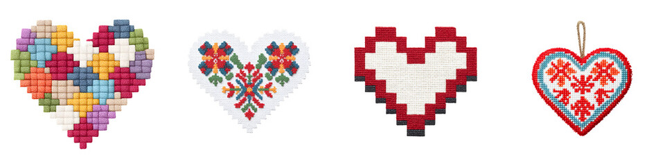 Obraz premium Handmade Heart Ornaments: Folk Art Collection