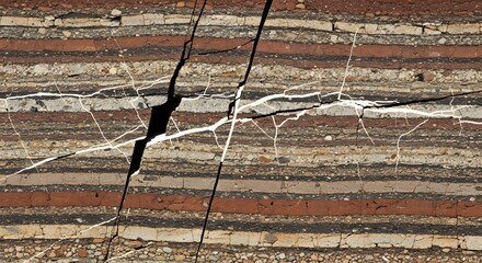 Cracked Sedimentary Rock Layers A Geological Formation