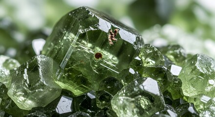 Verdant Mineral Gemstone Close-Up of Olivine Crystal Structure