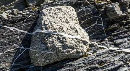 Geological Intrusion Light Rock Vein Cutting Through Dark Strata