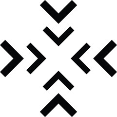 Obraz premium Abstract Geometric Black Arrow Shapes Pointing Towards Center on Transparent Background Minimalist Design Element