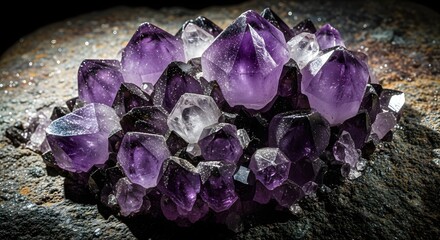 Vibrant Amethyst Crystal Cluster with Natural Rough Geode Texture