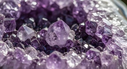 Close-up of Stunning Amethyst Geode with Sparkling Crystal Details