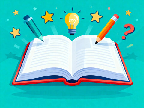 Unleash Creativity Open Book with Ideas for Writing and Inspiration - Powered by Adobe