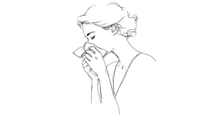 Vibrant and expressive sketch of a person deep in thought