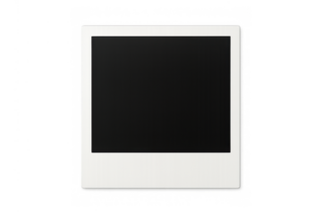 Blank instant camera frame template on transparent background. Copy space for user content, ideal for retro and vintage concepts