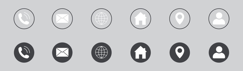 Black and White Business & Communication Icons – Minimal Vector Set