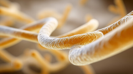 Parasitic worm shaped helminth in close view, highlighting transmission routes sanitation needs and the burden of neglected tropical diseases.
