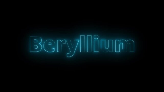 Beryllium, chemical element of the periodic table graphic animation on a black background motion design. 4K resolution