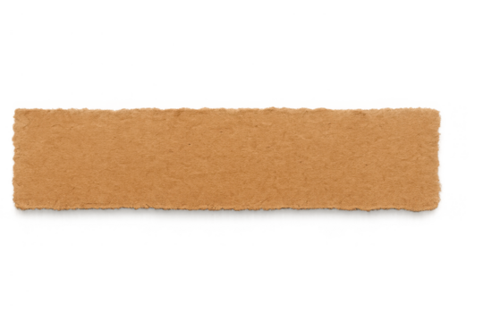 Brown grunge paper tearing creating a horizontal strip with textured recycled kraft cardboard element on transparent background