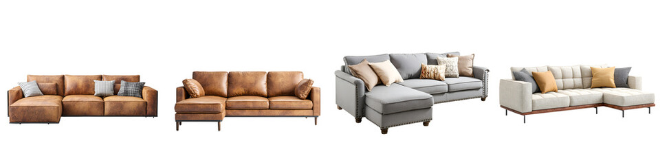 Fototapeta premium Modern Sectional Sofas Collection: Isolated Furniture on White