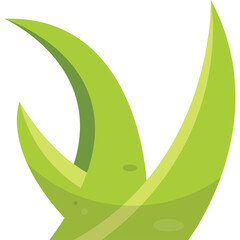 Abstract Green Curved Shapes with Subtle Texture and Speckles on a Transparent Background