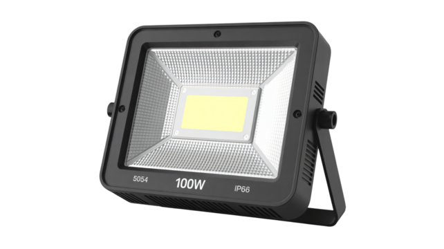 Powerful 100W LED floodlight illuminates outdoor spaces with bright light