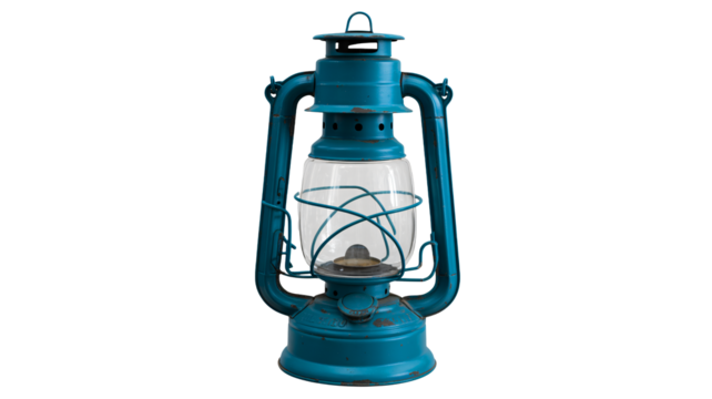 Vintage teal oil lantern, rustic charm for cozy ambiance and decor