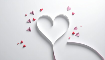 Fototapeta premium Red heart shape on white background symbolizes love and passion for Valentine's Day celebration