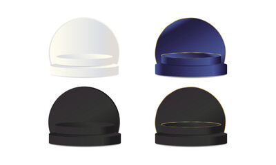 White, Black and Blue Pedestals with Gold Edges – Minimal Luxury Mockup