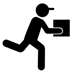 deliveryman holding box icon