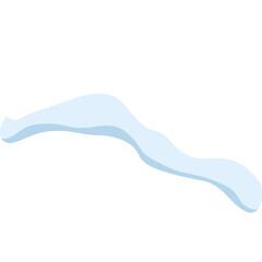 Abstract Light Blue Wavy Shape on Transparent Background Minimalist Design