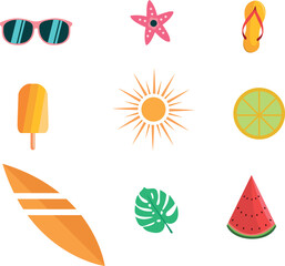 Summer vibes. Set of summer beach element. Summer vacation. 