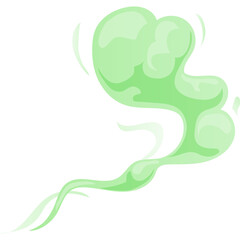 Abstract Light Green Smoke Swirl Effect On Transparent Background With Flowing Wisps And Dynamic Motion