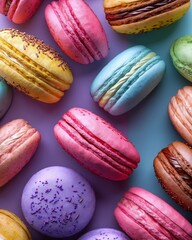 Obraz premium Close-up of vibrant macarons with creamy filling