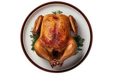 Overhead View of fried chicken on a plate on a transparent background