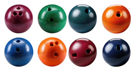 Colorful Assortment of Bowling Balls on White Background, PNG bundle collection, Isolated on Transparent Background