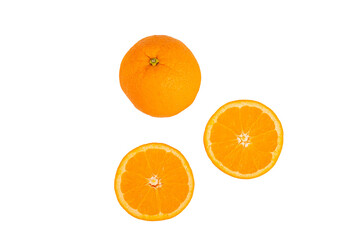 Orange fruit slice isolated on transparent background. Top view. Flat lay