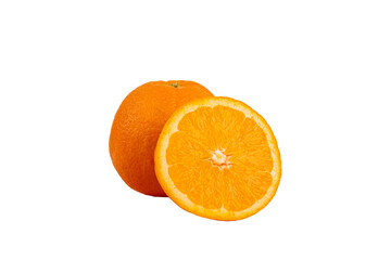 Orange fruit slice isolated on transparent background. Top view. Flat lay