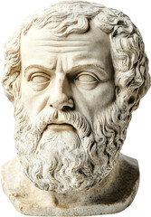 Obraz premium Ancient Greek Philosopher Plato Bust Sculpture Close-up Details, isolated on transparent background