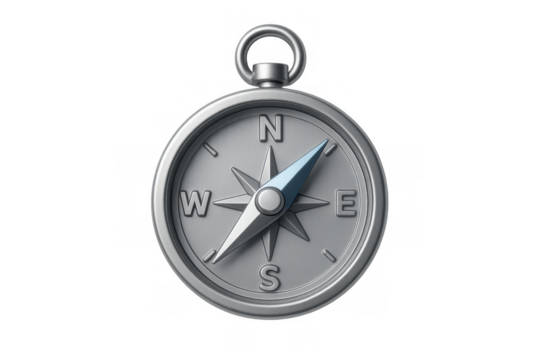 Compass indicating north, providing guidance for travel, exploration, and discovery on a transparent background