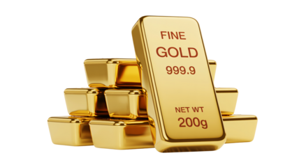 Stack of gleaming gold bars representing wealth and financial security