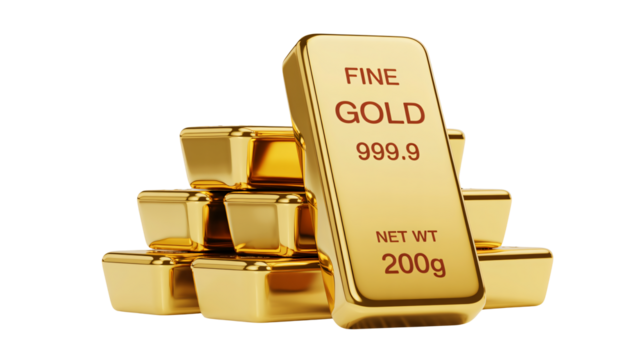 Stack of gleaming gold bars representing wealth and financial security