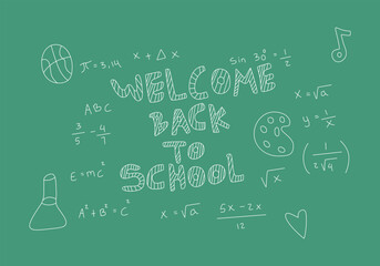 Realistic math chalkboard background illustration