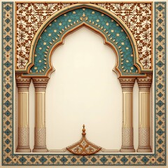 An Islamic background with traditional design. An architectural ornamentation design of an Islamic background.
