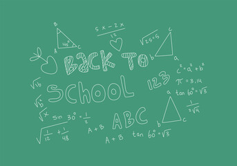 Realistic math chalkboard background illustration