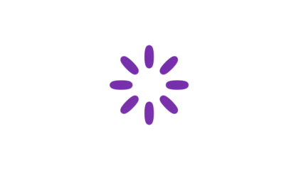 Minimalist purple loading spinner icon for digital interfaces, symbolizing ongoing progress, buffering, and data processing within modern web and mobile application designs