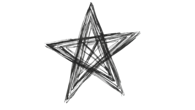 Stylized Charcoal Star Sketch A Simple, Hand-Drawn Star Symbol Illustration