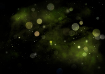 キラキラ黄色に星が輝く夜空