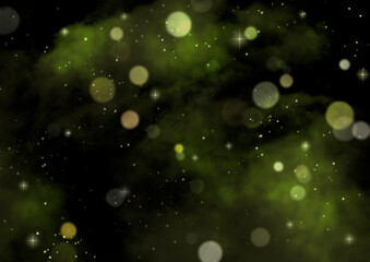 キラキラ黄色に輝く夜空