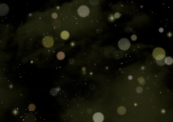 キラキラ星が黄色に輝く幻想的な夜空