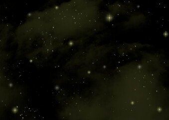 キラキラ星が黄色に輝く夜空