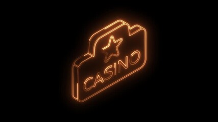 Animated casino neon sign on black background gambling and entertainment graphic element