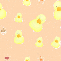 seamless pattern with easter duckling